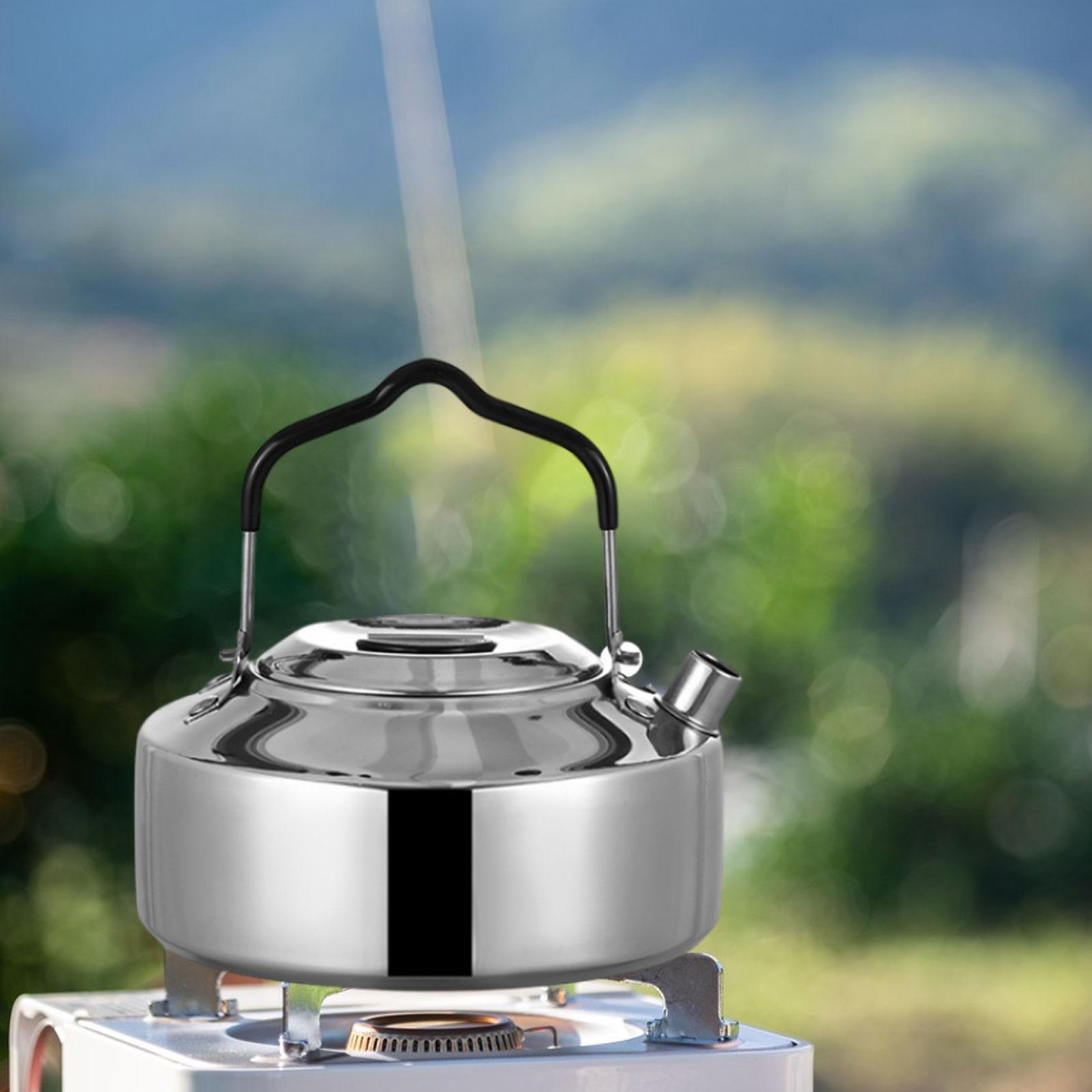 1L Camping Kettle Water Boiler Coffee Pot Easy to Clean Stainless Steel Tea Kettle Tea Pot for Cooking Mountaineering Picnic Hiking Barbecue