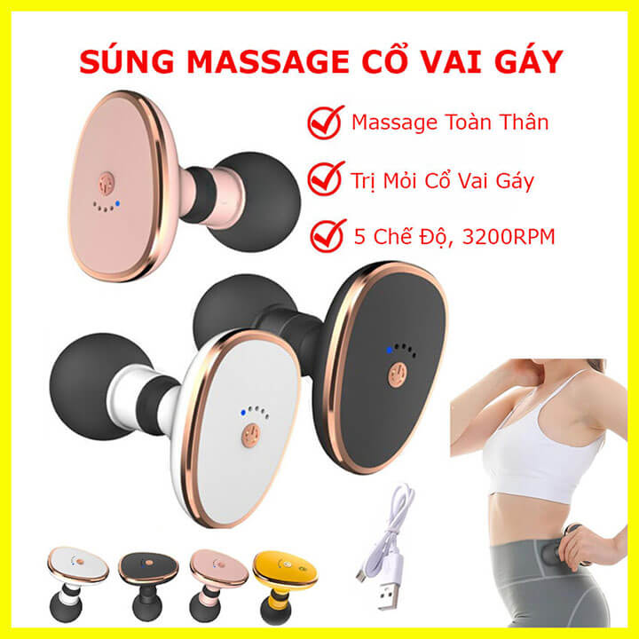 Máy massage cổ vai gáy 5 chế độ rung đấm bóp, máy mát xa cầm tay mini giảm đau nhức mệt mỏi MGE-013