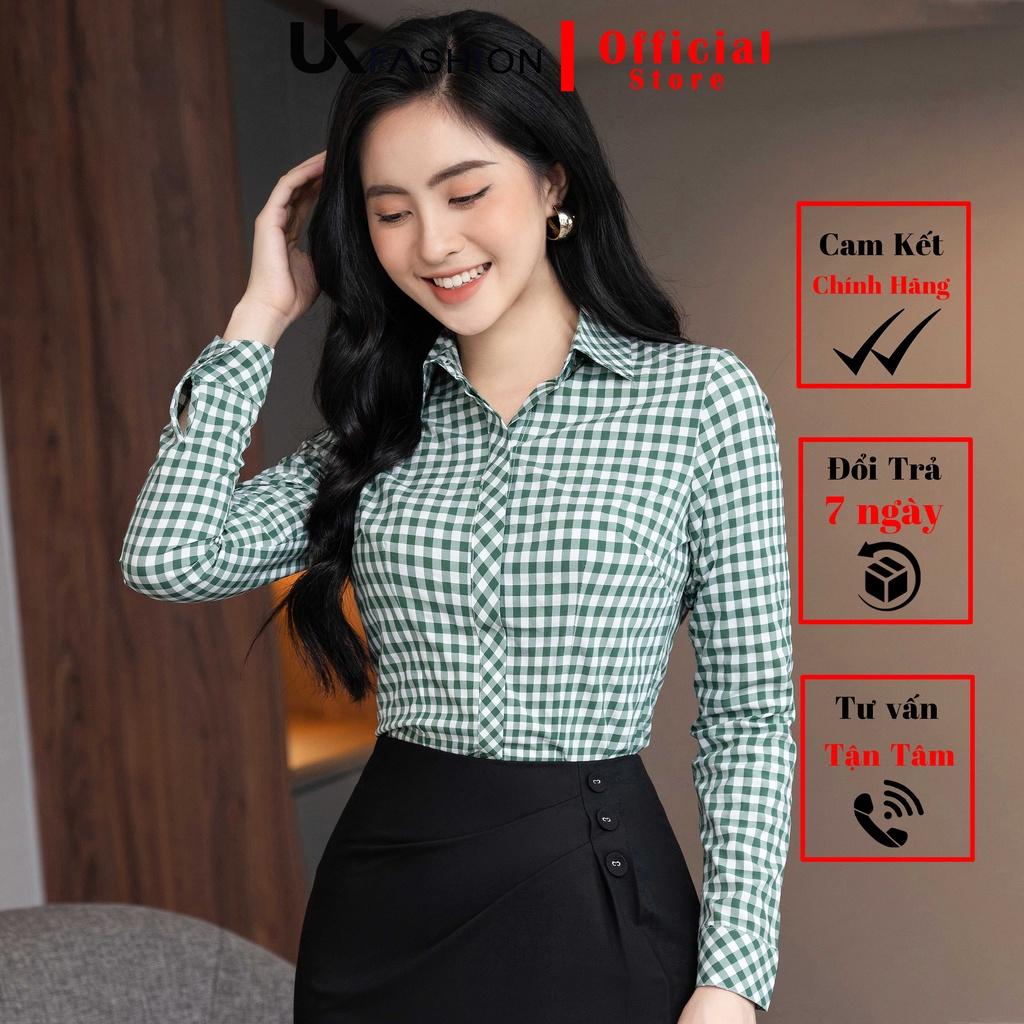 Áo Sơ Mi Dài Tay Nữ Công Sở UK Fashion Thiết Kế Họa Tiết Kẻ Caro Basic, Chất Vải Cao Cấp, Không Nhăn Xù NKSM2202006