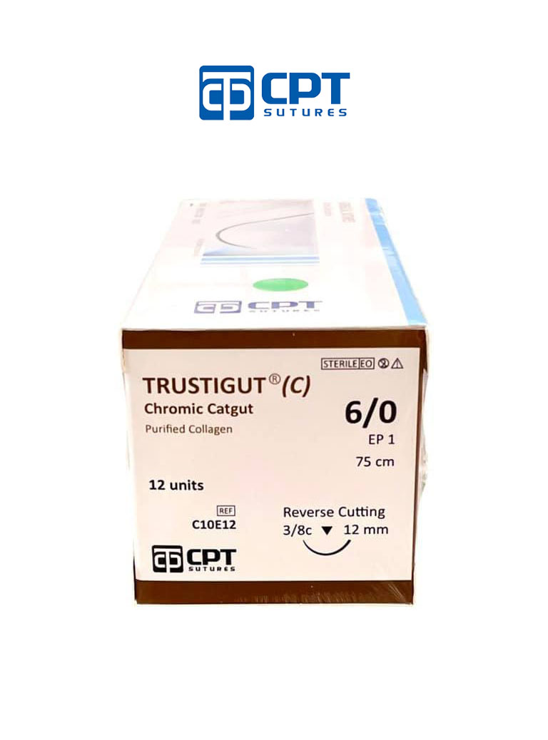 Chỉ phẫu tự tiêu tan chậm CPT Trustigut (C) Chromic Catgut số 6/0 - C10E12