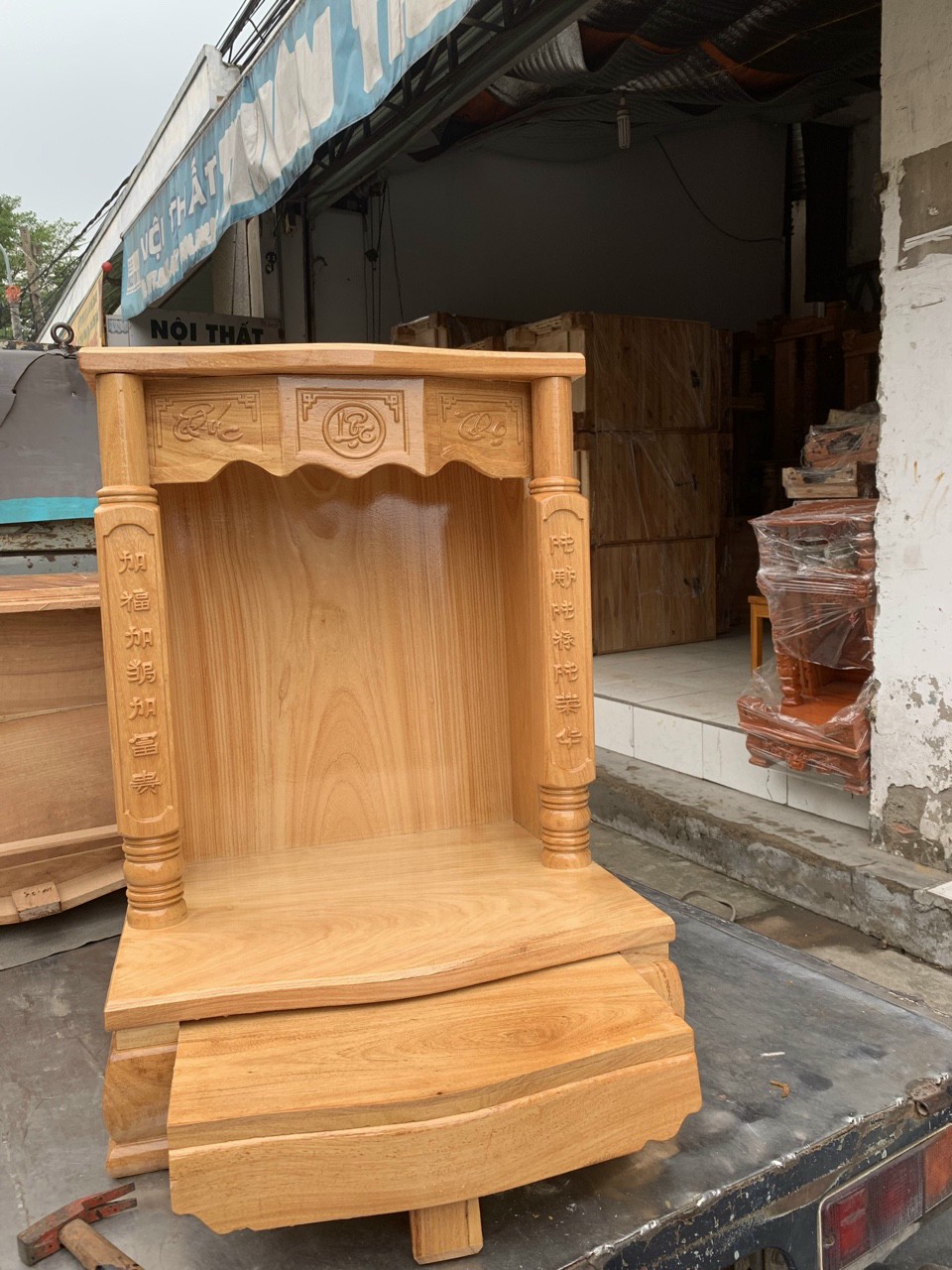 Bàn Thờ Thần Tài Ông Địa ngang 60 cm x cao 76 cm gỗ Gõ 100%..."