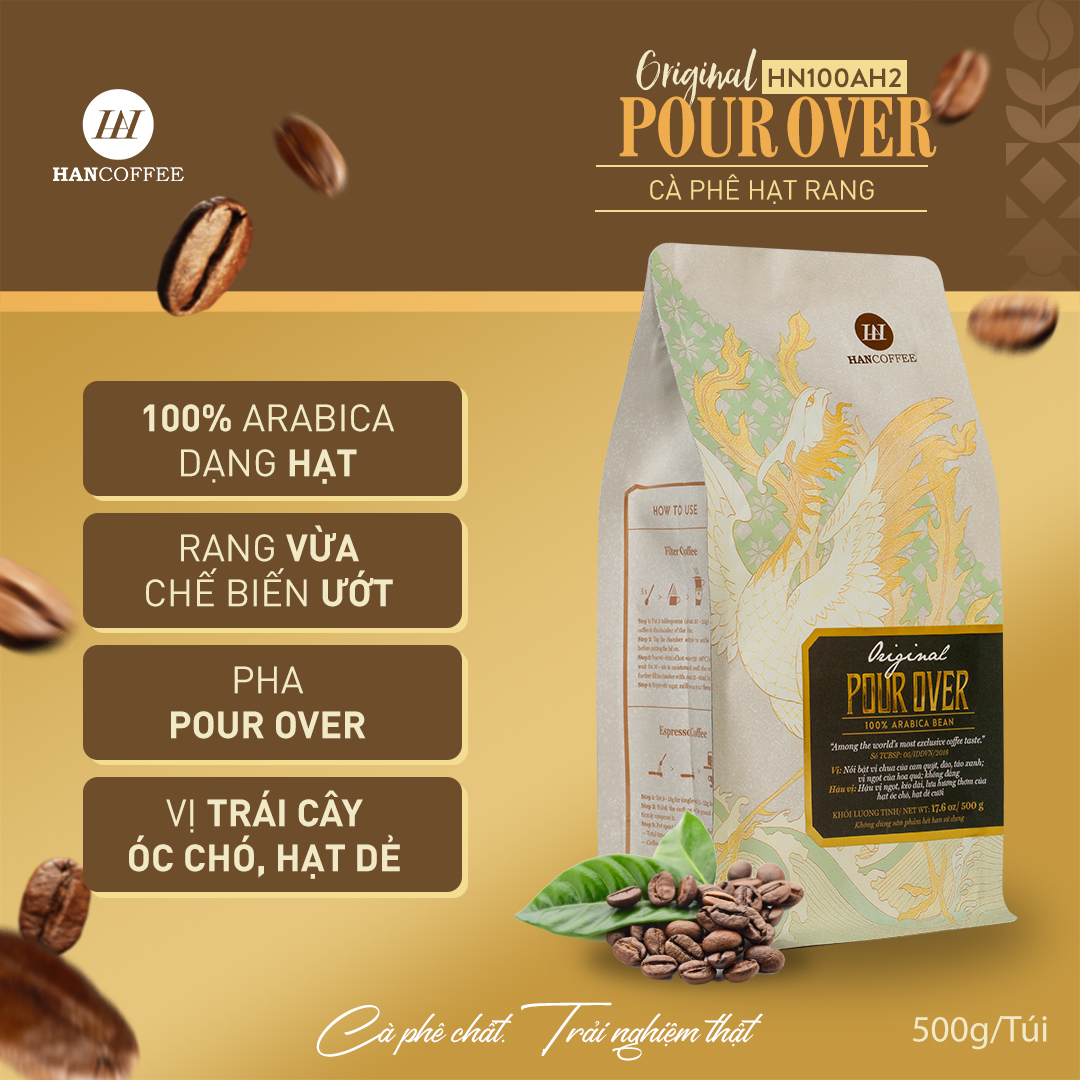 Cà Phê Original Pour Over HANCOFFEE Cao Cấp Nguyên Chất Hương Trái Cây Vị Chua Ngọt Hoa Quả Túi 500g - HN100AH2
