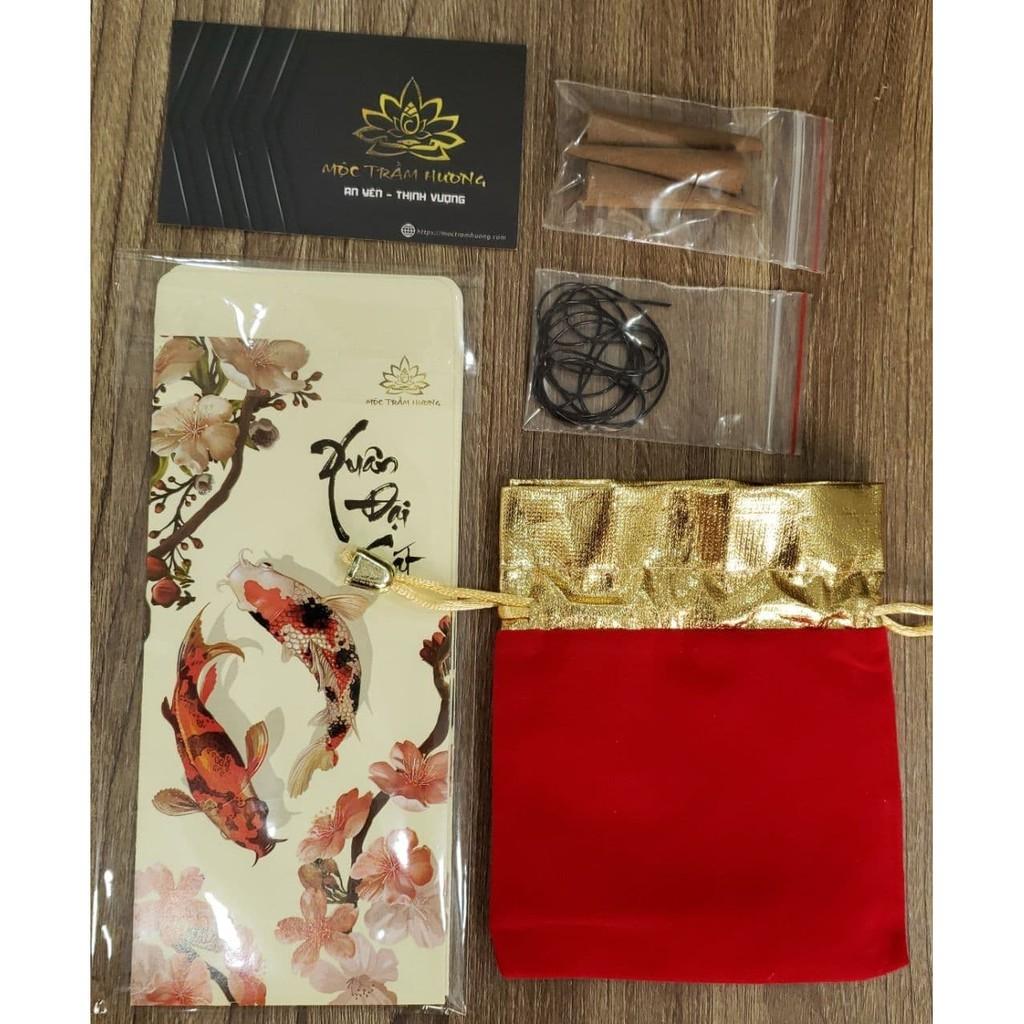 Túi Để Trang Sức - Túi Nhung Rút - Màu Đỏ - Chữ Phúc - Chuyên Đựng trang sức - Mộc Trầm Hương