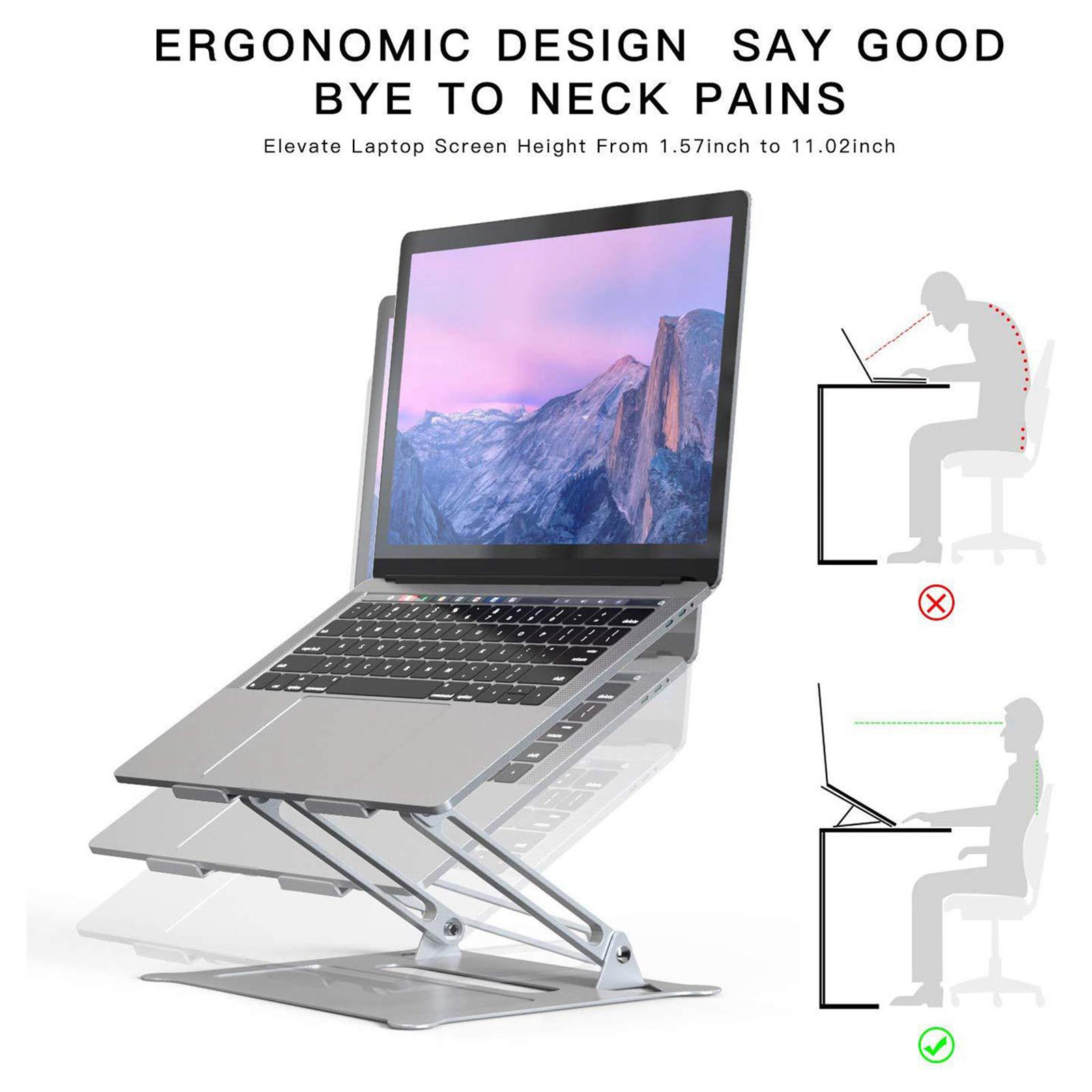 Desk Laptop Stand Adjustable Foldable Aluminum Tablet Notebook Riser Mount for All Laptops