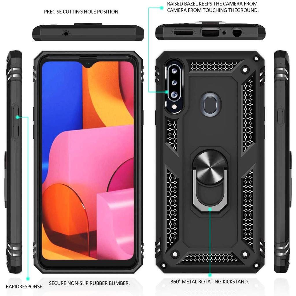 Ốp lưng cho Samsung A20S chống sốc 2 lớp kèm nhẫn iring làm giá đỡ