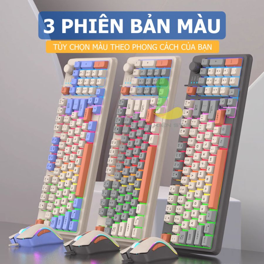 Combo bàn phím chuột có dây gaming XUNFOX K820 - Bàn phím chơi game Led 7 màu phím giả cơ chuột 3600 DPI ấn tượng - Hàng nhập khẩu