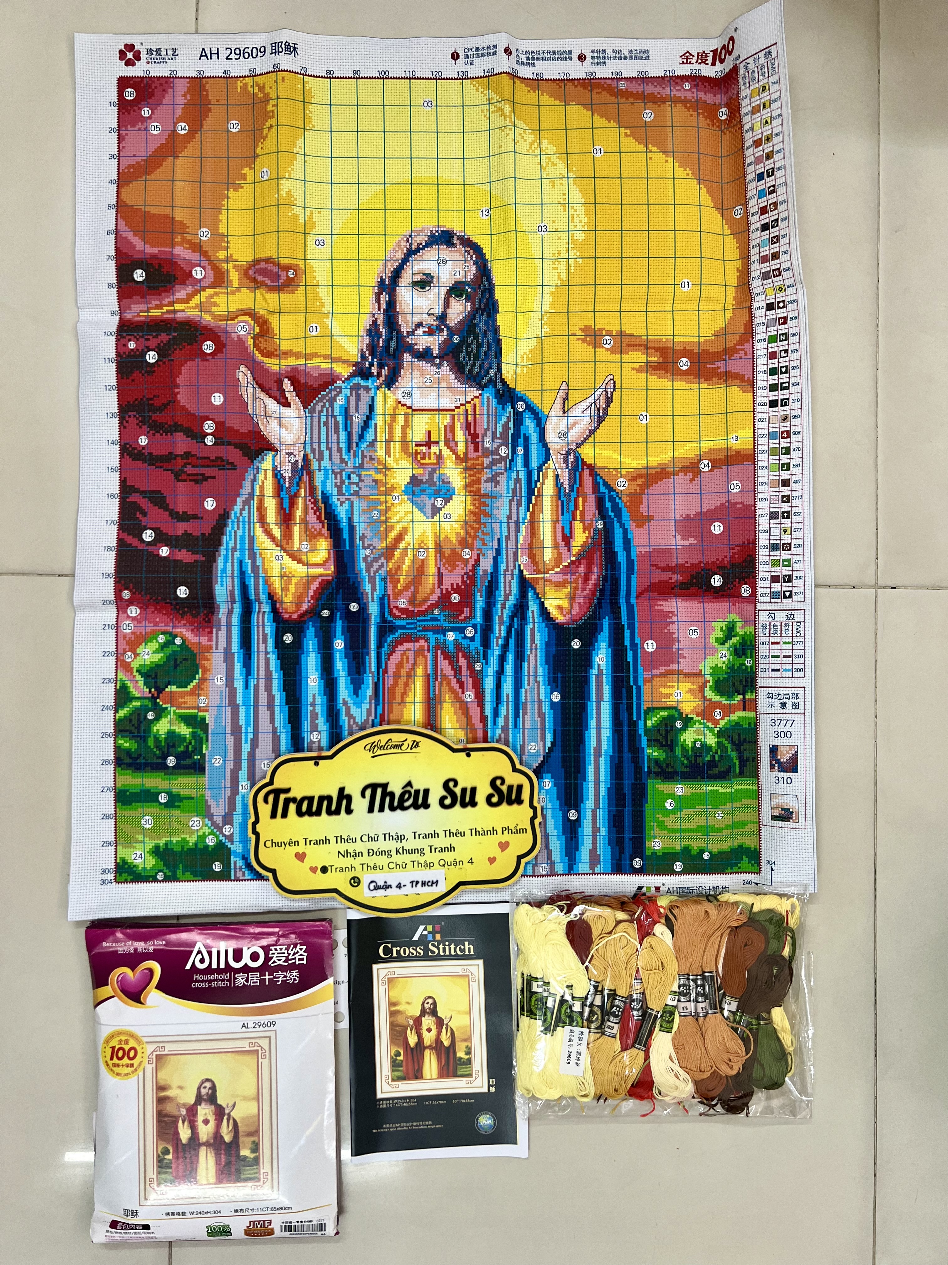 Tranh thêu kín Chúa giê Su Al29609, kích thước 65x 80 cm