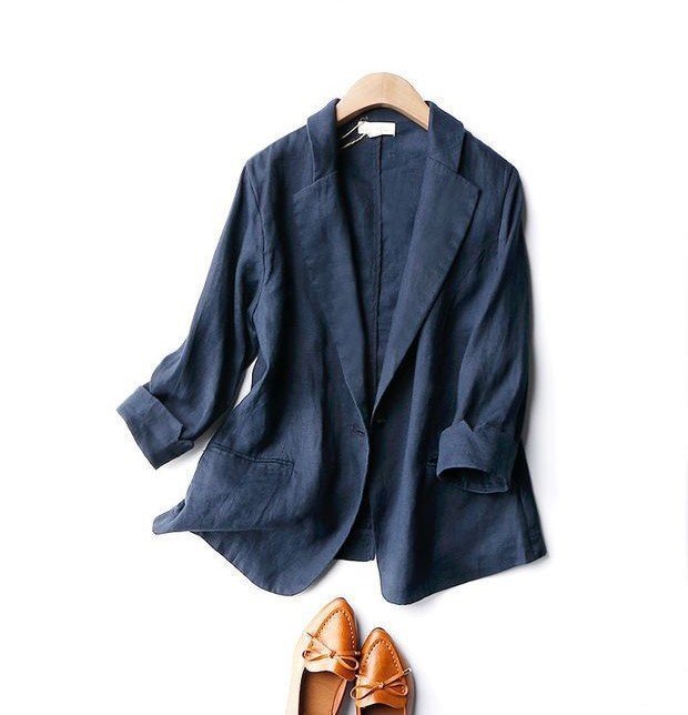 Áo Vest blazer nữ dáng lửng tay lỡ trẻ trung, chất vải Linen mềm mát, thích hợp Hè, Thu Bz11
