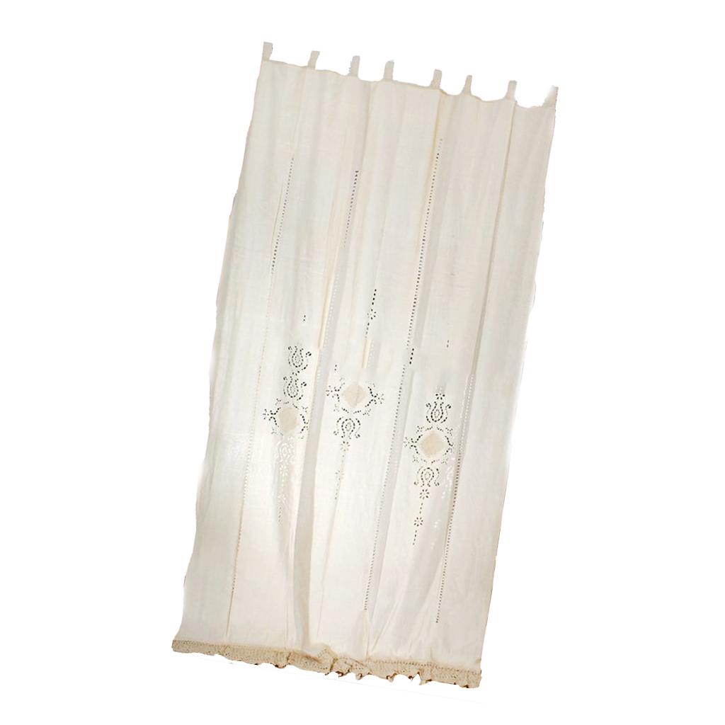 Country Hollow Crochet Window Curtain Blockout Drape Panel Tab Top