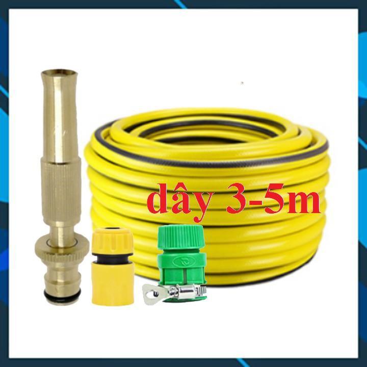 Vòi Xịt️ Bộ dây vòi xịt nước rửa xe, tưới cây , loại 3m,5m 206587 cút sập,nối vàng+ mở chai