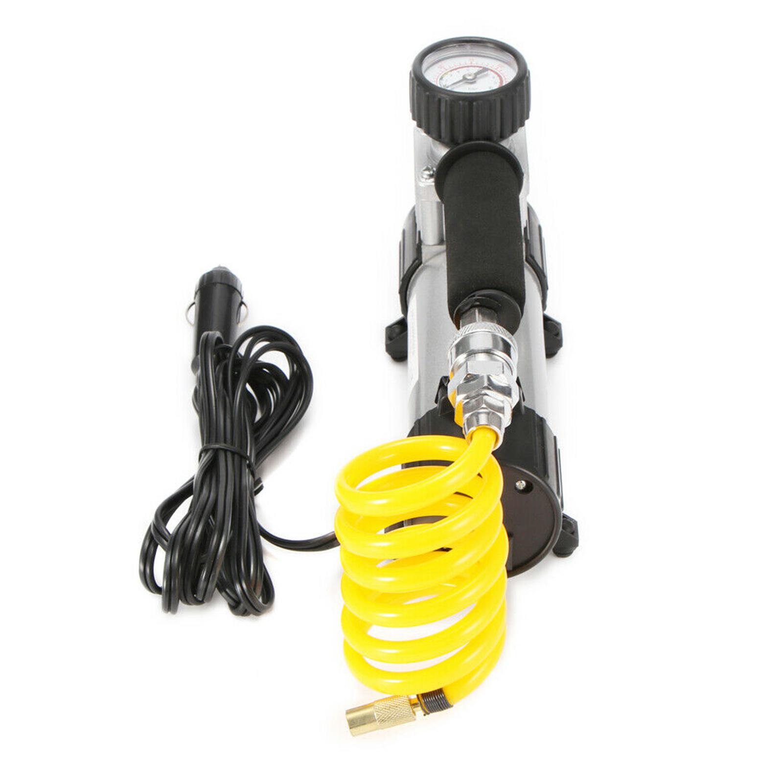 Portable Compact Electric Tyre Air Compressor Pump Inflator Pressure Gauge