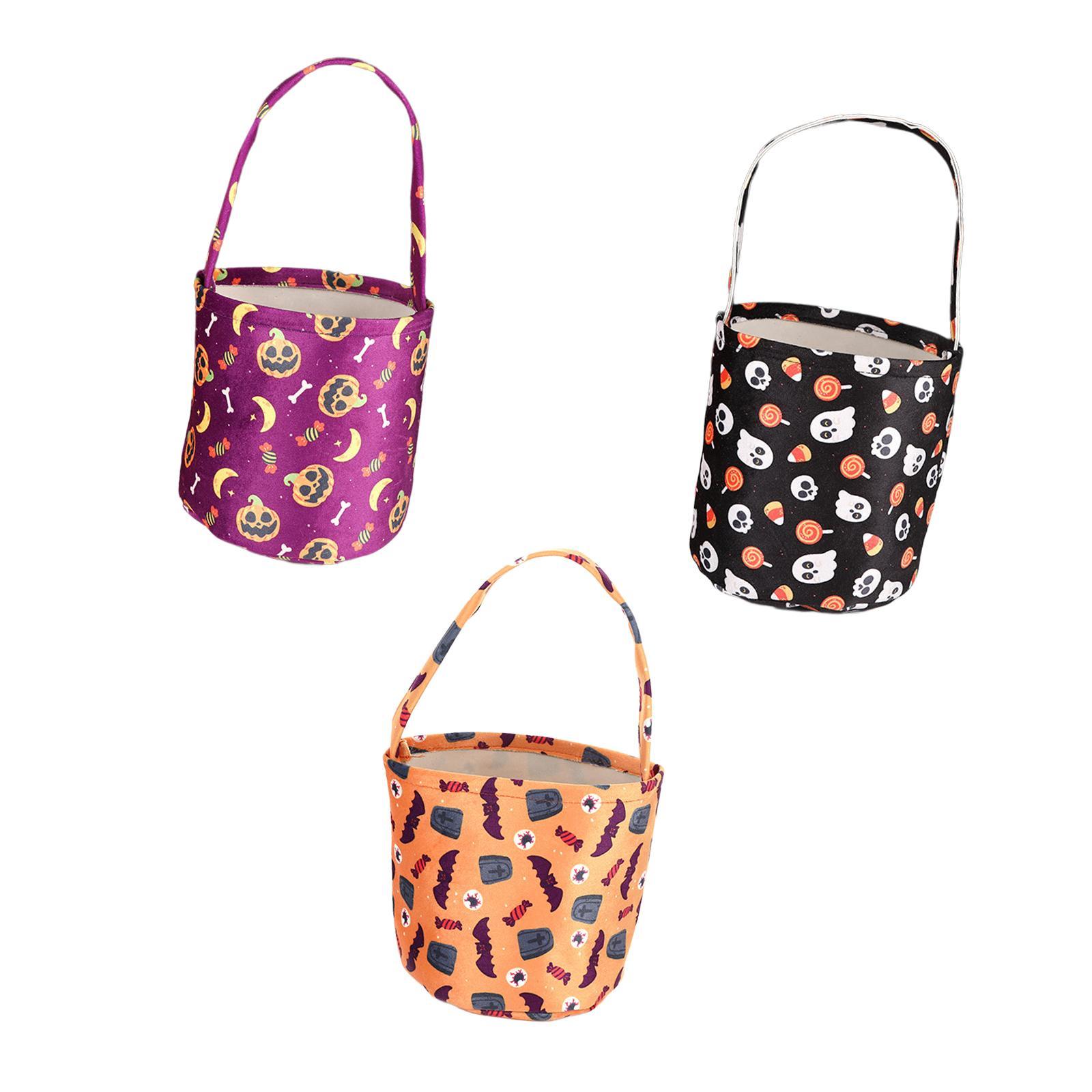 3x Halloween Party Candy Bag, Candy Bucket, Portable Candy Tote Bucket, Halloween Bags Decor