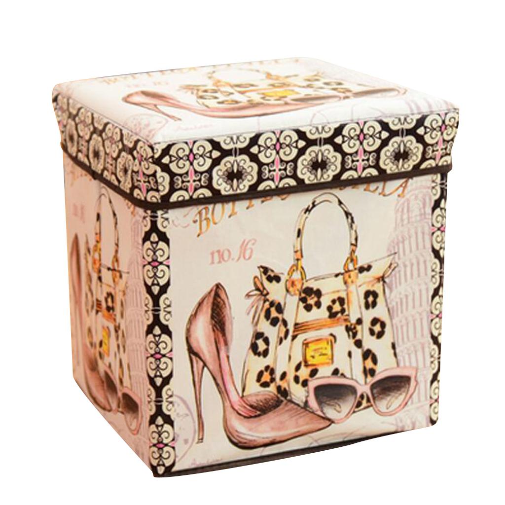 Foldable Storage Ottonmans Box Chest Seat Food Stool