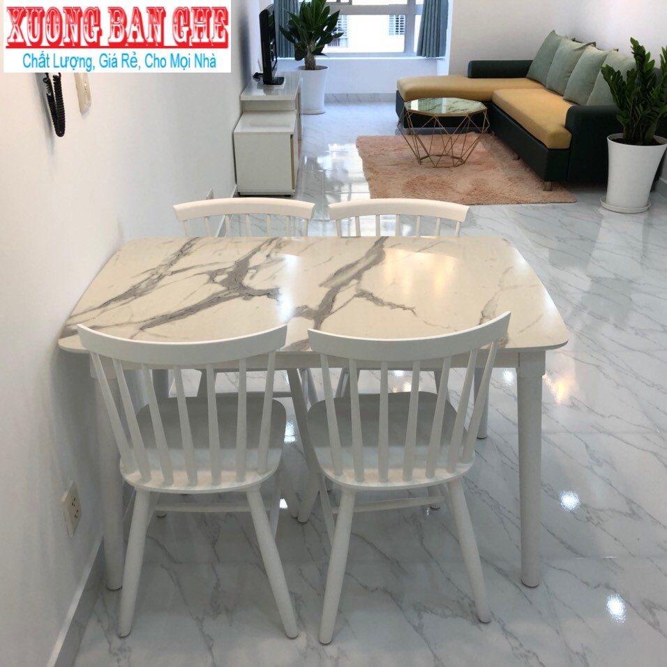 Freeship Bộ bàn ăn song tiện bàn giả 1m2 4 ghế HCM Biên Hòa Bình Dương