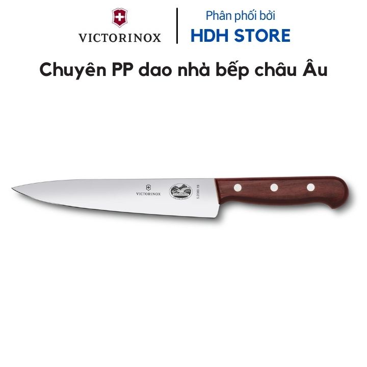 Dao Nhà Bếp Chuyên Thái Lưỡi 19cm Thép Không Gỉ Tay Cầm Cám Gỗ Hồng Mộc BST RoseWood - Sản xuất tại Victorinox Thụy Sỹ