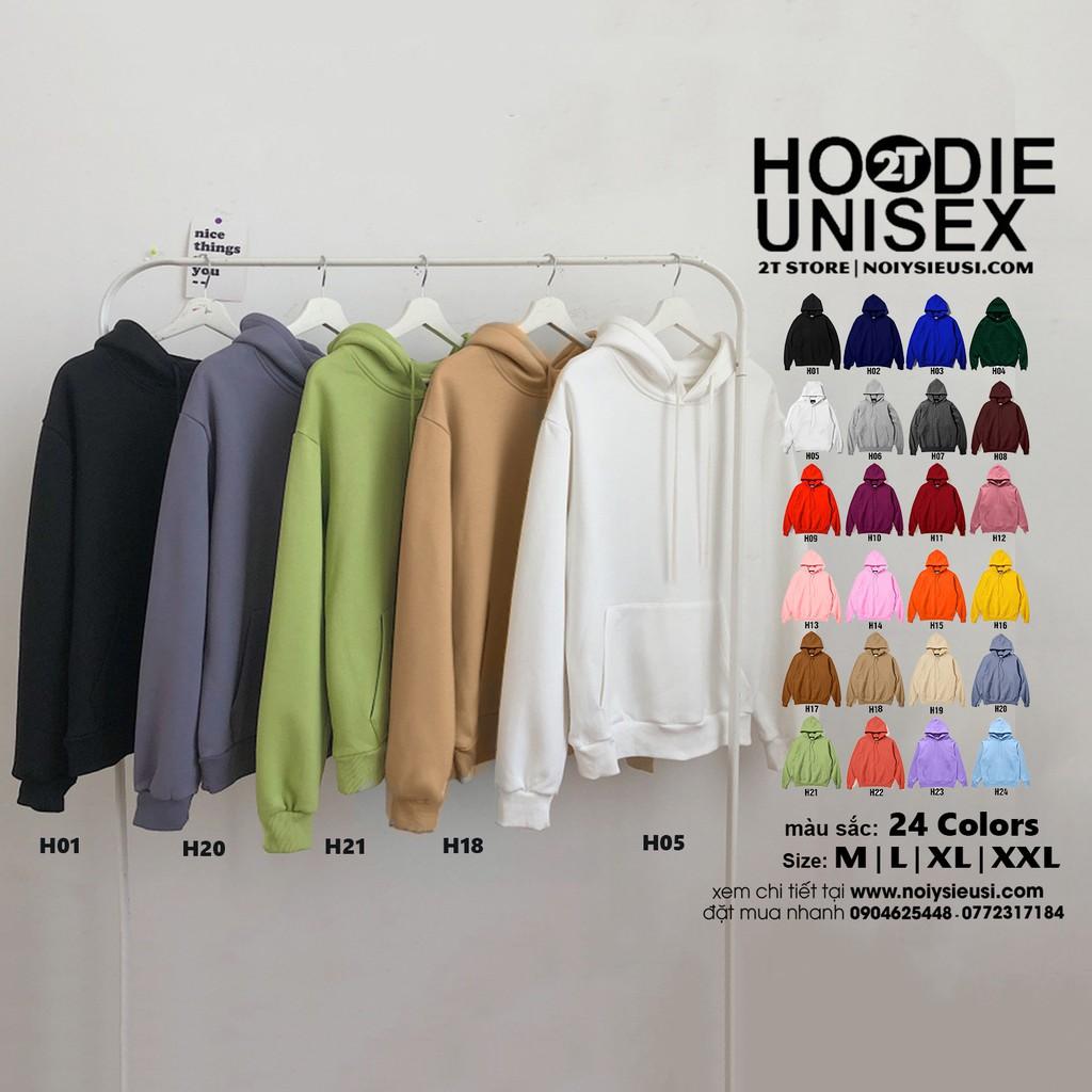 Áo hoodie unisex 2T Store H21 Xanh Mint Bạc Hà