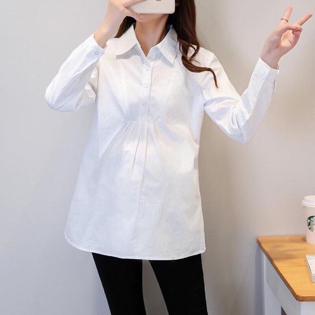 Áo sơ mi bầu công sở trắng đẹp ABT1