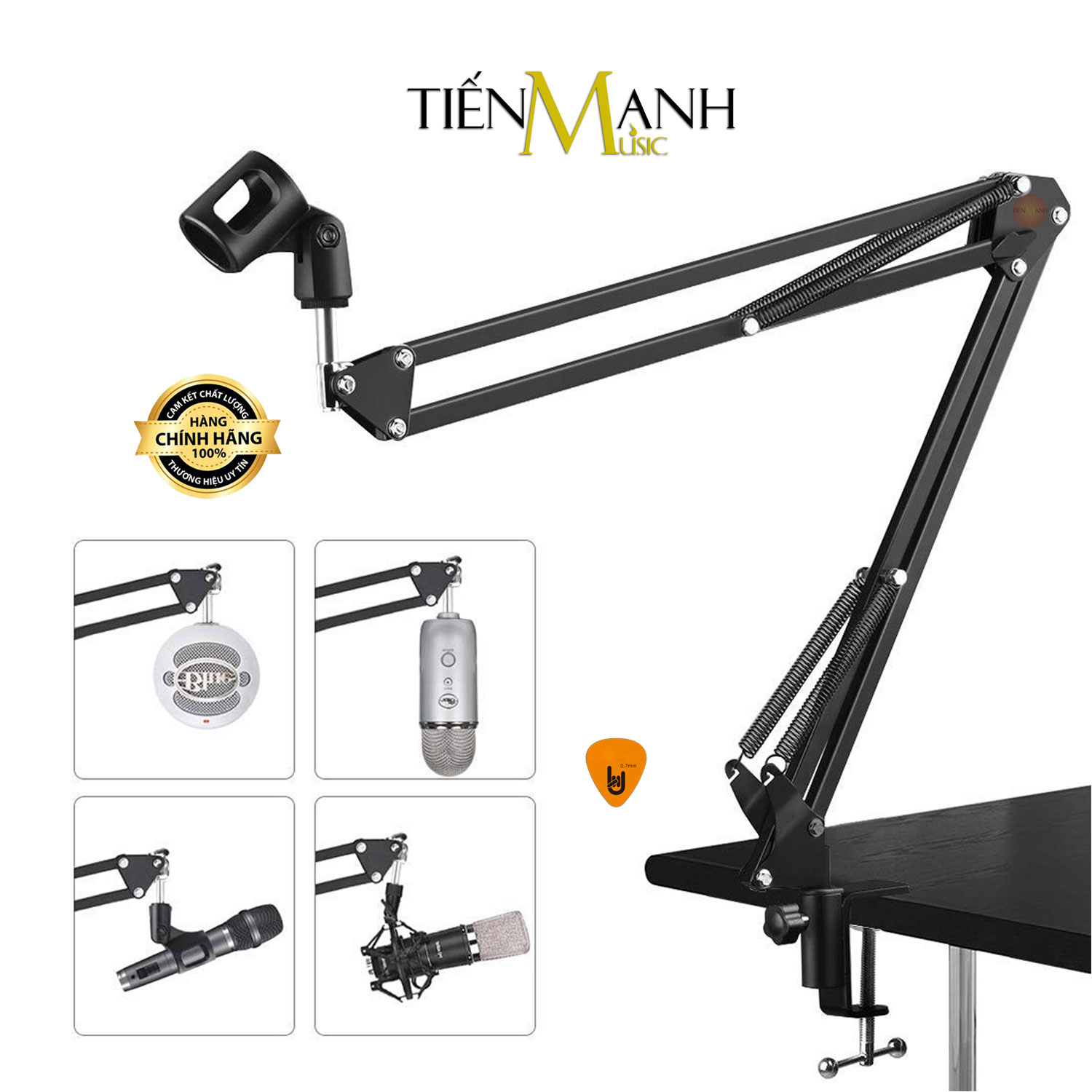 Chân Micro Kẹp Bàn Arm Dr.MIC NB37 (Cỡ Trung) - Giá đỡ đế Mic Stand NB-37 Microphone Thu Âm LiveStream Hàng Chính Hãng - Kèm Móng Gẩy DreamMaker