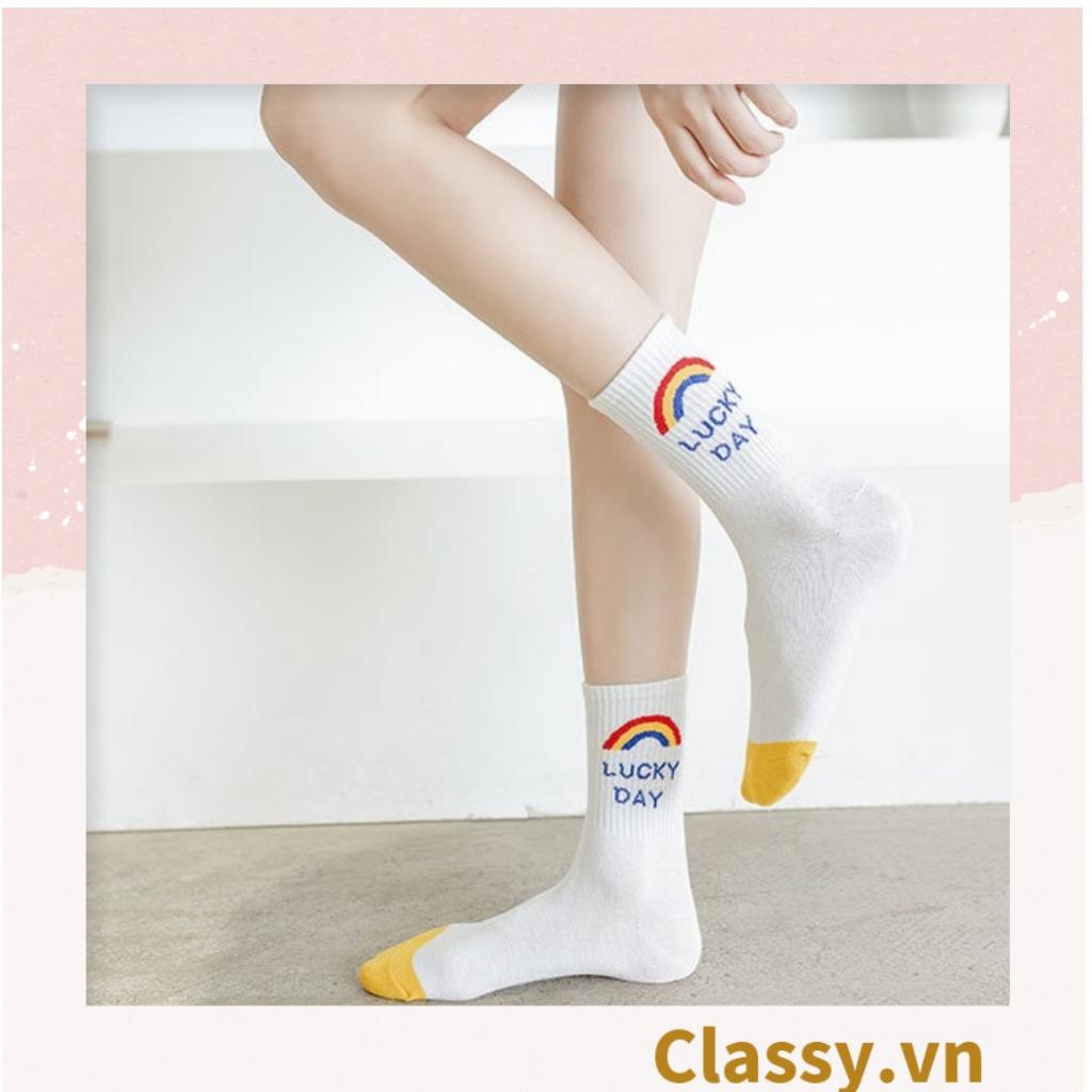 Tất cổ cao Classy,  vớ cổ cao ngày mới vui vẻ, chất cotton siêu êm chân G1349