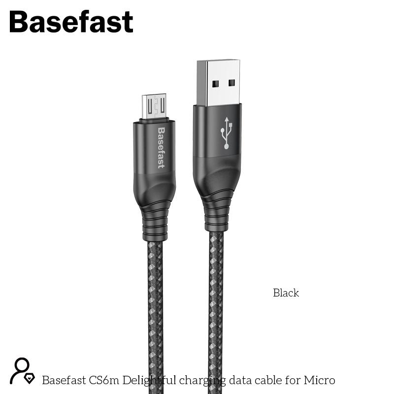 Dây sạc Micro USB Basefast máy android - Cáp bọc dù siêu bền sạc nhanh cho Samsung , xiaomi CS6m - Hàng Chính Hãng