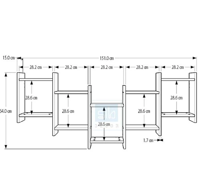 Kệ Gỗ Treo Tường Tundo CTKT517 KT 151x15x64cm