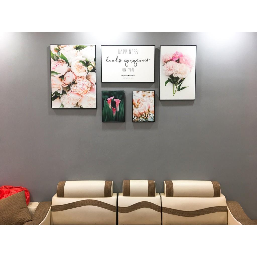 Bộ 5 tranh canvas treo tường cây lá thiên nhiên