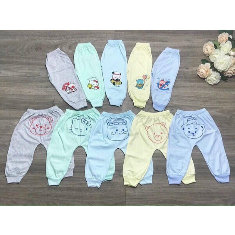 Quần chục dài cotton mông thú cho bé. Set 5 quần