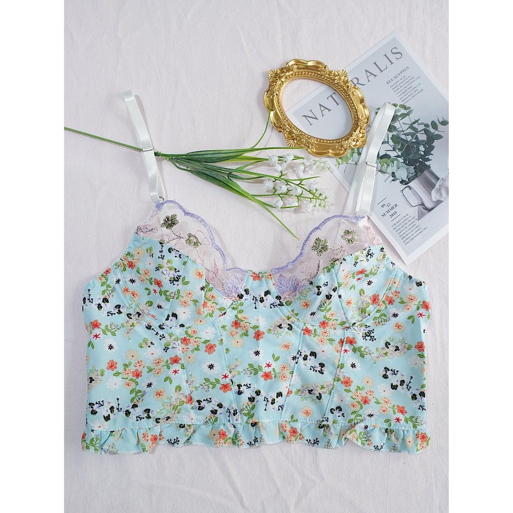 Áo Ngực Cotton Hoa Xanh - Let's Love Đồ Lót Nội Y