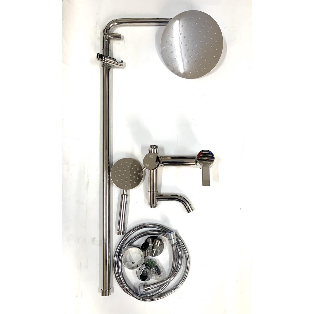 Sen Cây Tắm Mặt Tròn Tay Lệch Inox Sus 304 Bóng