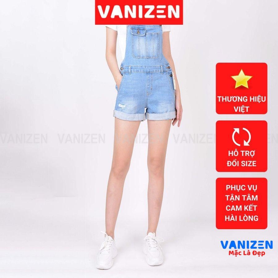 Quần short yếm jean nữ ngắn đẹp lưng cao cạp cao rách hàng hiệu cao cấp mã 453 VANIZEN