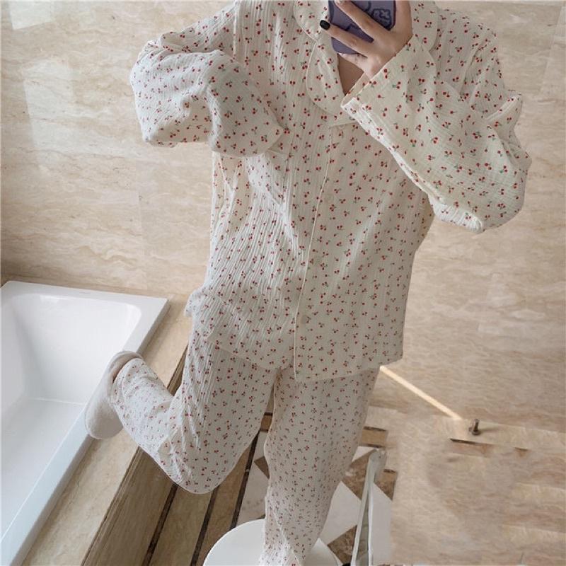 Bộ ngủ / mặc nhà Cherry Pyjamas dài 3 màu