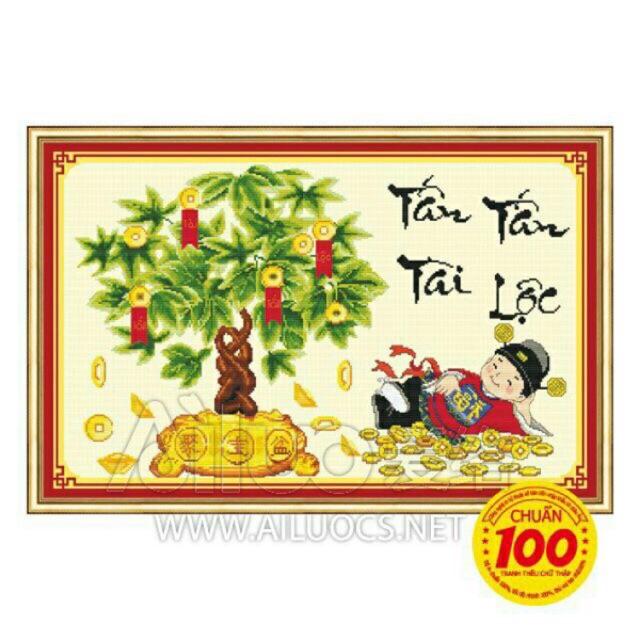 Tranh thêu chữ thập THẦN TÀI TẤN LỘC 51363,75x50cm chưa thêu