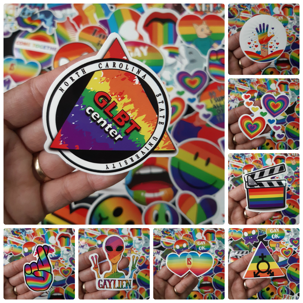 Bộ Sticker dán cao cấp chủ đề CẦU VỒNG LGBT - Dùng dán Xe, dán mũ bảo hiểm, dán Laptop, dán đàn