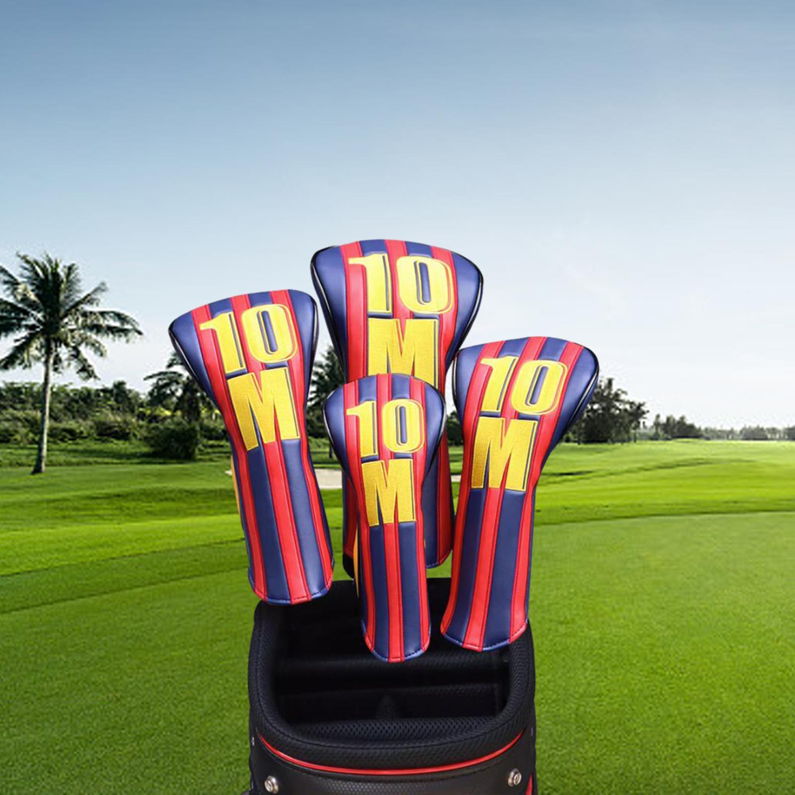 4x Golf Headcover Golf Driver Cover, Fairway Wood Cover, Hybrid Head Cover Leather Cover, Golf Club Cover for Driver and Woods