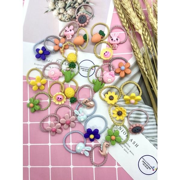 Set 30 Cái/hộp Gói Dây Buộc Tóc Đuôi Ngựa Hàn Quốc, Băng Đô Co Giãn Trẻ Em Dễ Thương Bé