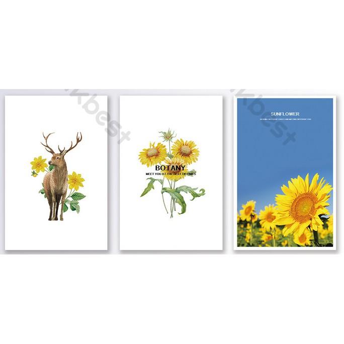 Tranh dán tường Combo 3 tranh Hoa Hướng Dương dán tường MS1225646