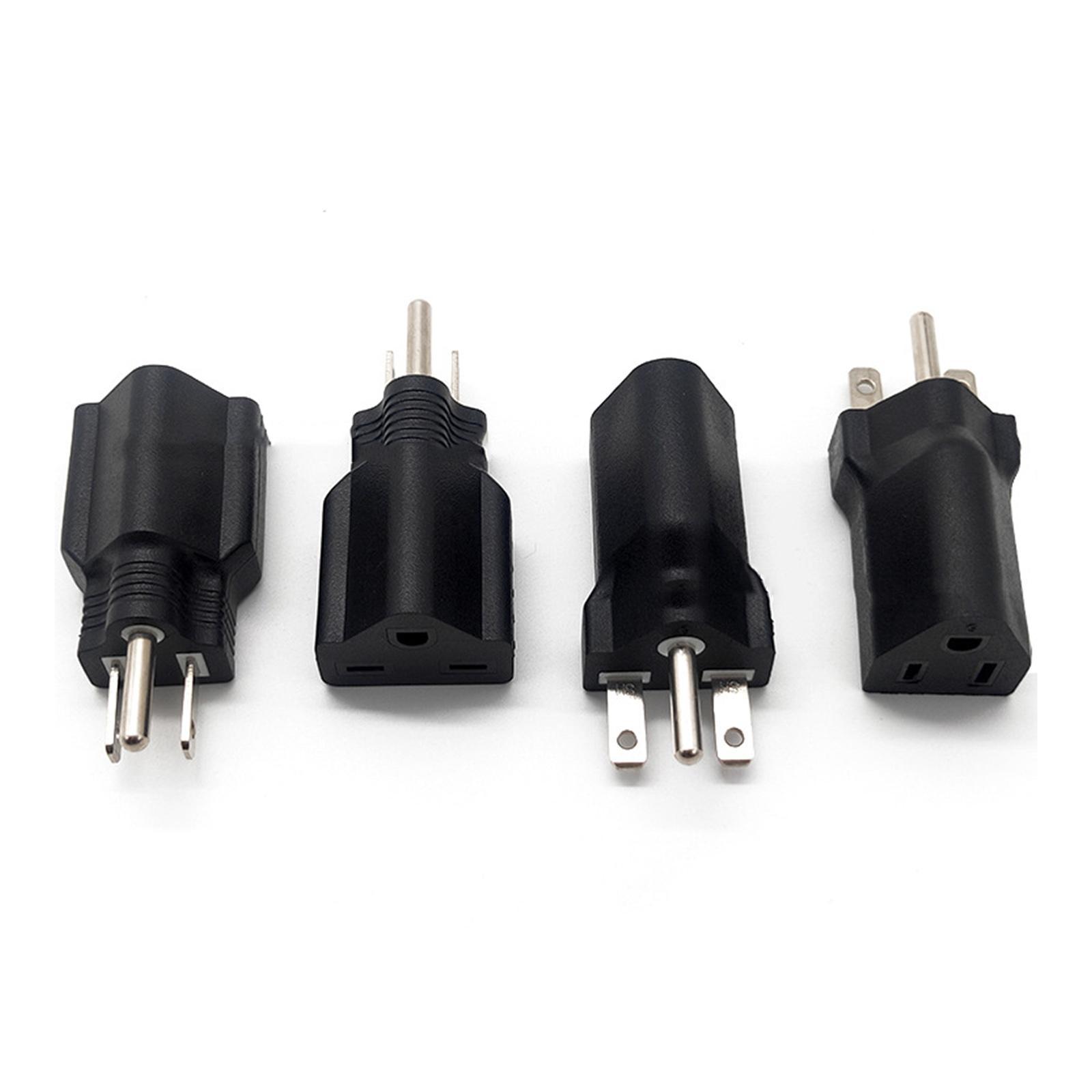 2xPortable 110-120V to 220-240V Plug Adapter Black 6-15R To 5-15R