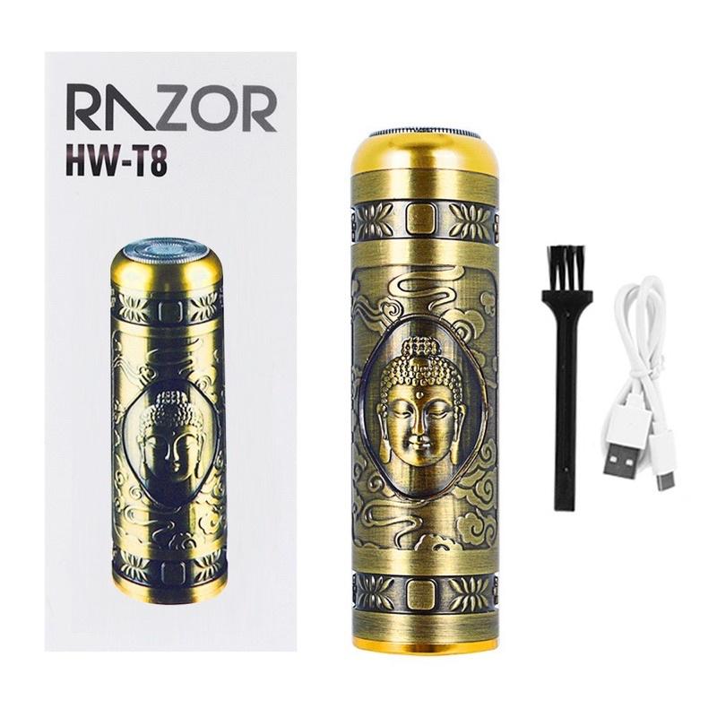 Máy Cạo Râu Mini Vỏ Đồng Đa Năng, Cạo Lông Khô Siêu Nhanh, Pin Sạc USB, Êm Ái, Nhỏ Gọn Dễ Mang Theo