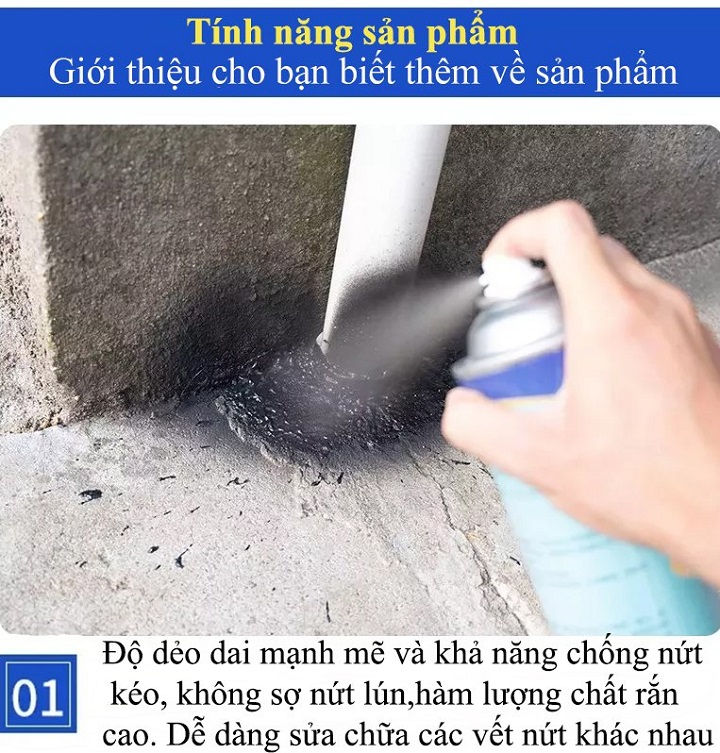 750ml - Bình xịt sơn chống thấm chống dột Loại To Thương Hiệu Đức, Chống Thấm Dột Trần Nhà Mái hiên, Mái tôn, Trần Nhà