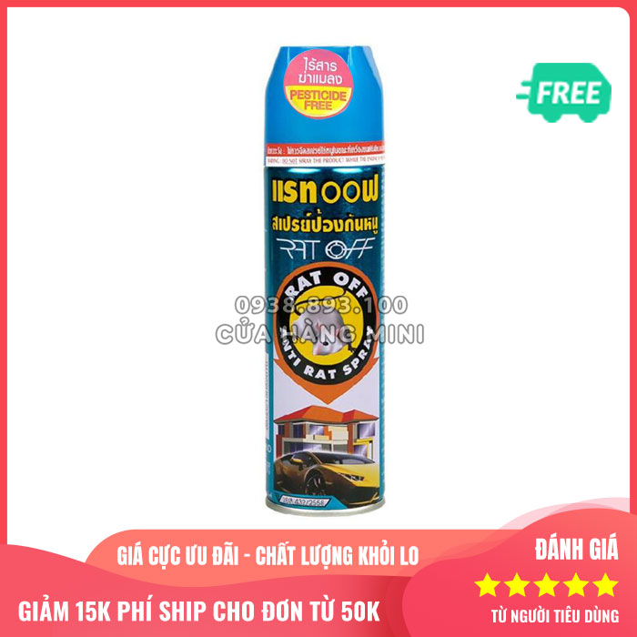 【NỘI ĐỊA THÁI】 Chai Bình Xịt Đuổi Chuột Rat Off - Anti Rat Spray Thái Lan (Có Tem Vàng)