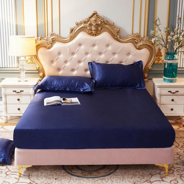 Trang Bị Bedsheet Lụa Satin Bọc Nệm Bộ Sabanas Satin Ga Giường Mềm Mịn Thoáng Mát Trang Bị Giường