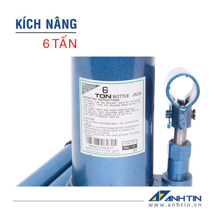 Con đội 6 tấn | Kích nâng xe ô tô xe tải | Kích thủy lực 6 tấn | Chiều cao nâng 125mm | Chiều cao ren 60mm