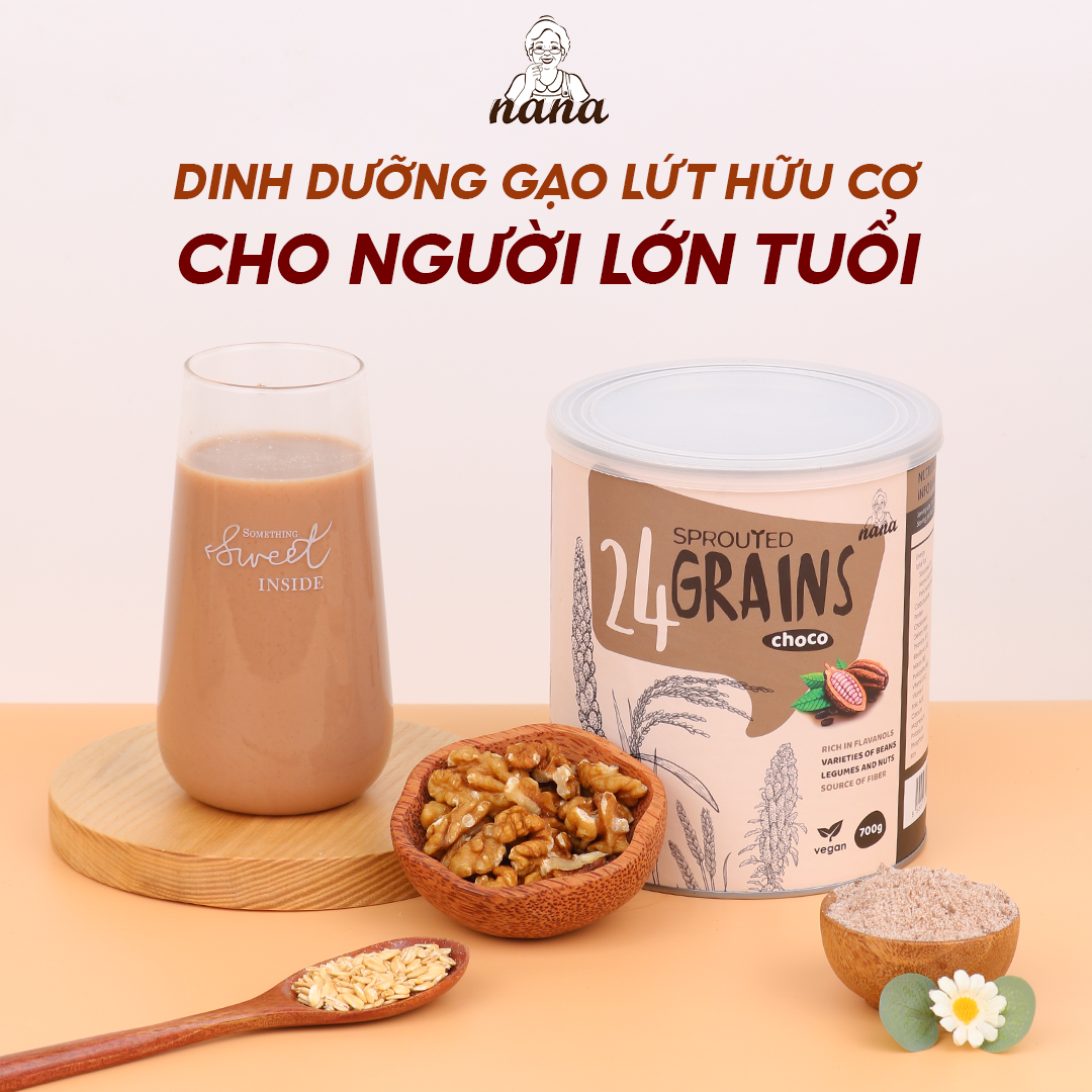 Sữa Hạt 24Grains 700g x4 Hộp (2.8kg) Vị Socola Tự Nhiên Cho Trẻ Từ 3 Tuổi &amp; Người Lớn Bổ Sung Dinh Dưỡng Toàn Diện