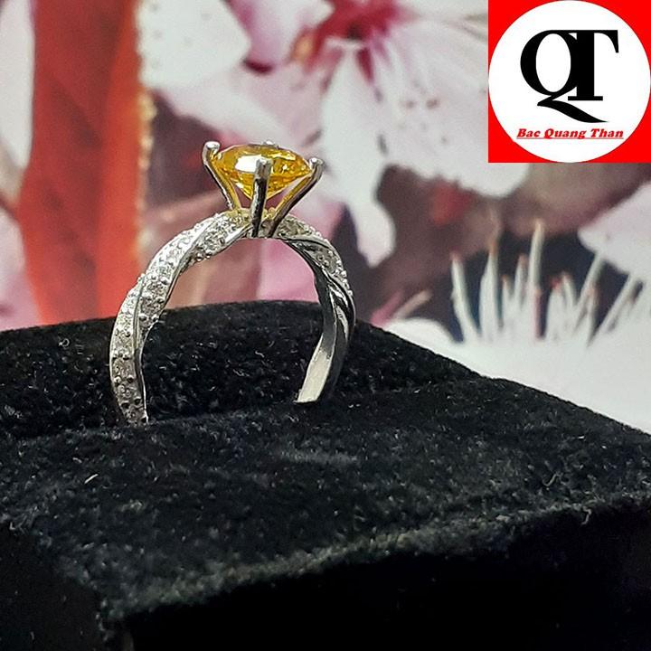 Nhẫn nữ bạc ta thân xoắn đính đá cao cấp trang sức Bạc Quang Thản -QTNU32