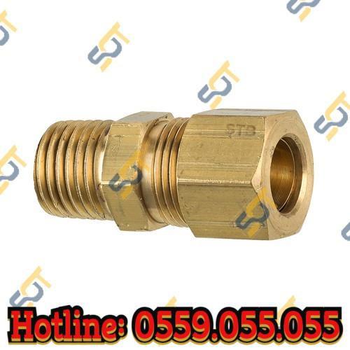 Bộ ren ngoài 1/2 (21), 1 đầu côn lõm nối hạt bắp NPT (Brass Compression fitting Male connector)