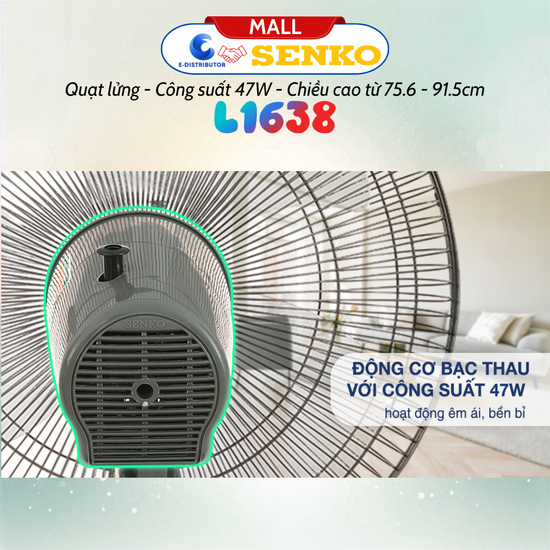 Quạt Lửng Ống Nhựa Senko L1638 - Công suất 47W - Màu tuỳ chọn - Hàng Chính Hãng