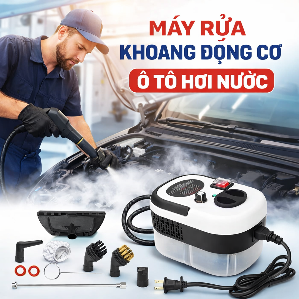 Máy Vệ Sinh Khoang Động Cơ Ô Tô Bằng Hơi Nước Nóng – Rửa Điều Hòa, Cửa Kính Siêu Sạch