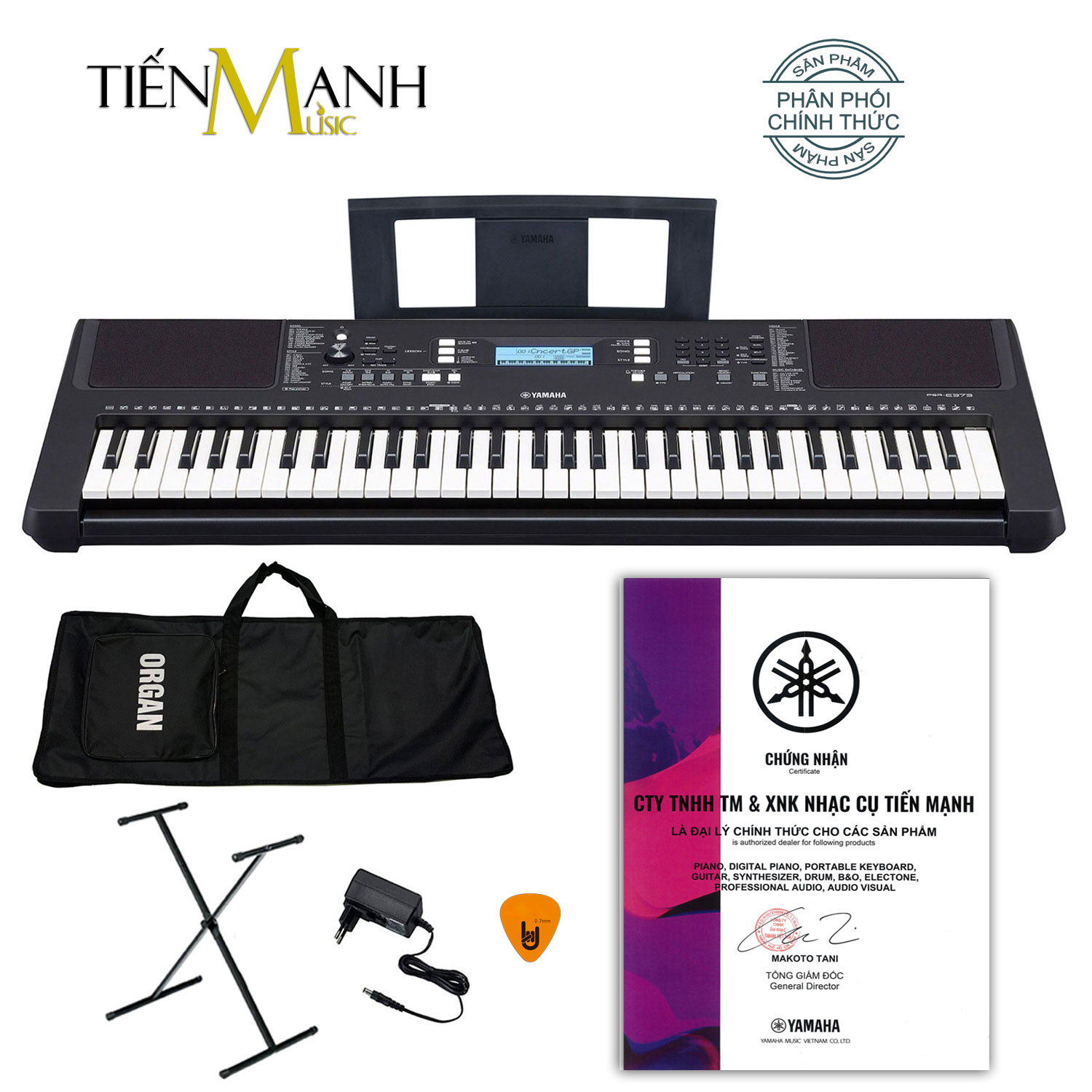 Bộ Đàn Organ Yamaha PSR-E373 - Đàn, Chân, Bao, Nguồn Keyboard PSR E373 Hàng Chính Hãng - Có tem chống hàng giả Bộ CA - Kèm Móng Gẩy DreamMaker