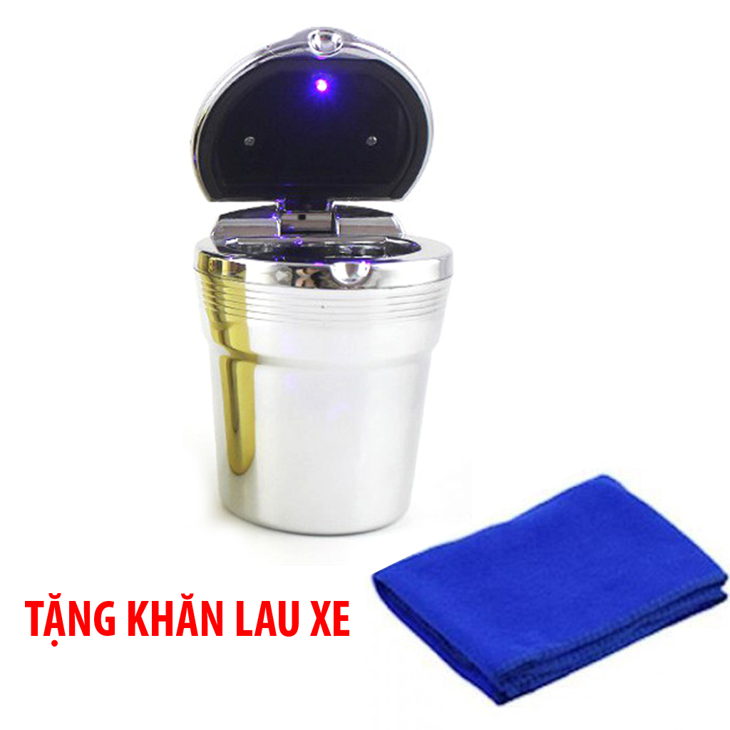 (Tặng Khăn Lau xe) Cốc gạt tàn thuốc cao cấp có đen Led trên xe hơi ô tô - Giúp gàt tàn thuốc gọn gàng trên xe (Giao màu ngẫu nhiên)