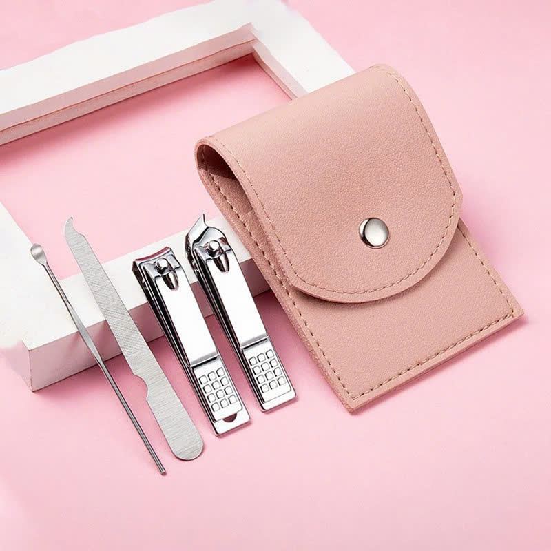 Bộ Bấm Móng 4 Món Kèm Bao Da PU Dễ Thương - Hàng Chính Hãng ( Họa Tiết Ngẫu Nhiên)